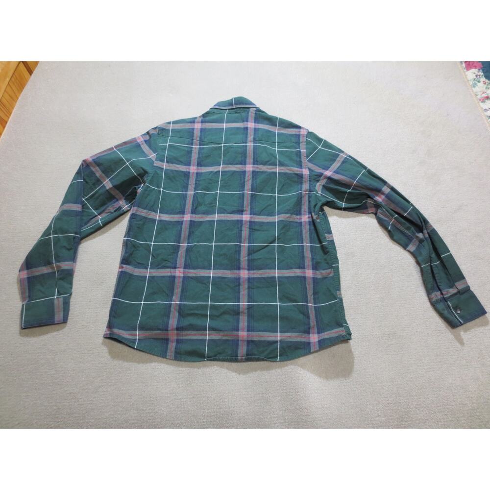 Panhandle Slim Mens Shirt Medium Western Wear Green Plaid Button Down - Picture 2 of 6